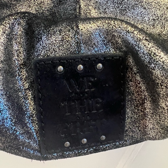 NWT new Free People We The Free Sparta sling bag black metallic leather shimmer - Picture 11 of 17